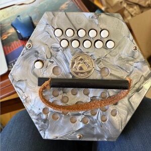 Hexagonal Handheld Concertina in Gray Marble Finish
